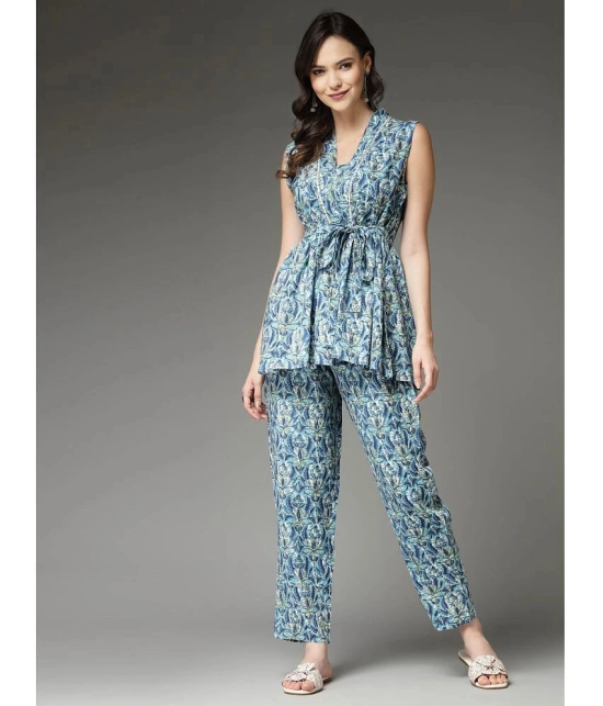 Stylum Blue Embellished Pant Top Set - None