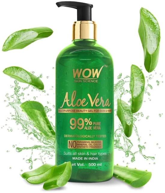 WOW Skin Science 99% Pure Aloe Vera Gel for Skin and Hair -No Parabens, Silicones, Mineral Oil, Color, Synthetic Fragrance - 500ml