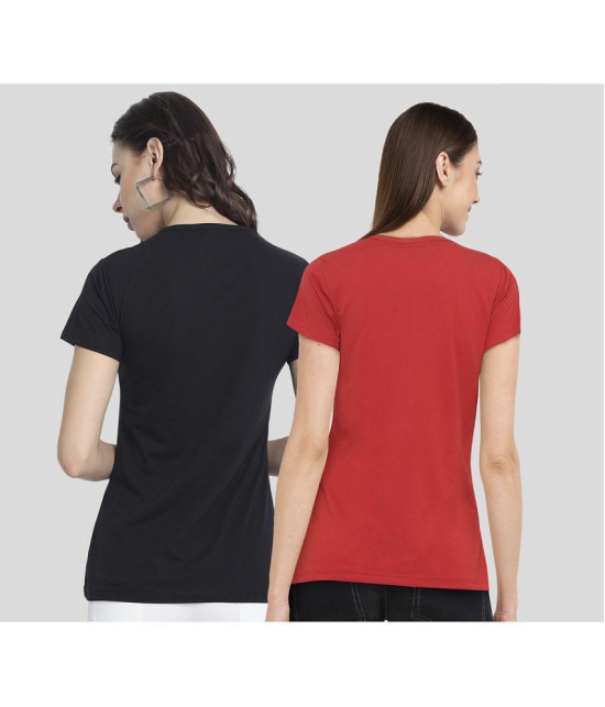 CHOZI - Multi Color Cotton Blend Regular Fit Women's T-Shirt ( Pack of 2 ) - None