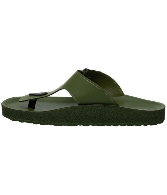 Aerowalk Green Men''s Leather Slipper - None