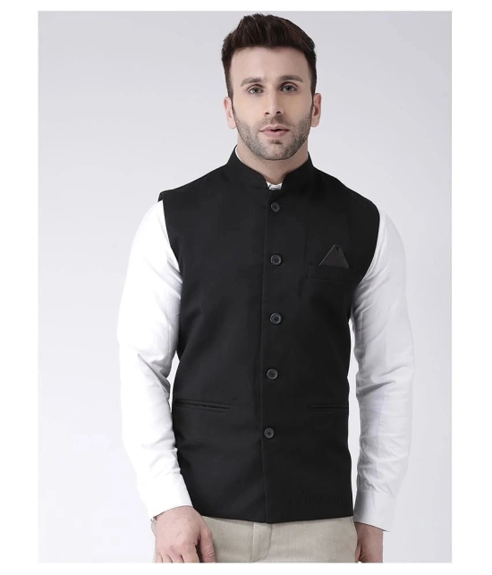 Hangup Black Cotton Blend Nehru Jacket - None