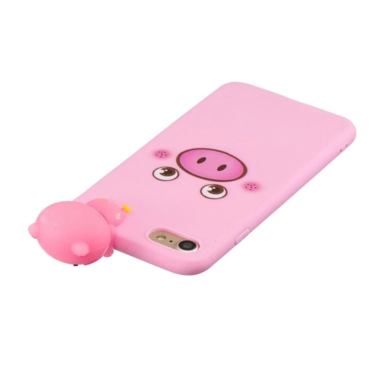 3D Doll Decor Soft TPU Mobile Phone Shell for iPhone SE (2020)/SE (2022)//8/7-Pig