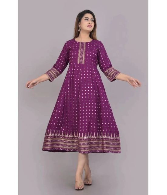 Smien - Purple Rayon Womens Flared Kurti ( Pack of 1 ) - None