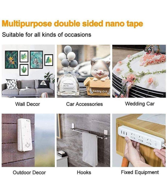 SHB 3 Meter Double Sided Tape - Adhesive Silicone Tape, Heavy Duty, Heat Resistant, Multi-Functional, Removable, Washable, Reusable Anti-Slip Gel Nano Grip Tape (2 MM) - White