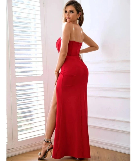 clafoutis Lycra Solid Full Length Womens Side Slit Dress - Red ( Pack of 1 ) - None