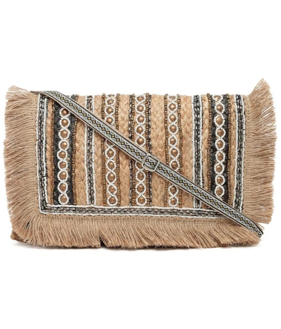 Anekaant Beige Jute Sling Bag - Beige