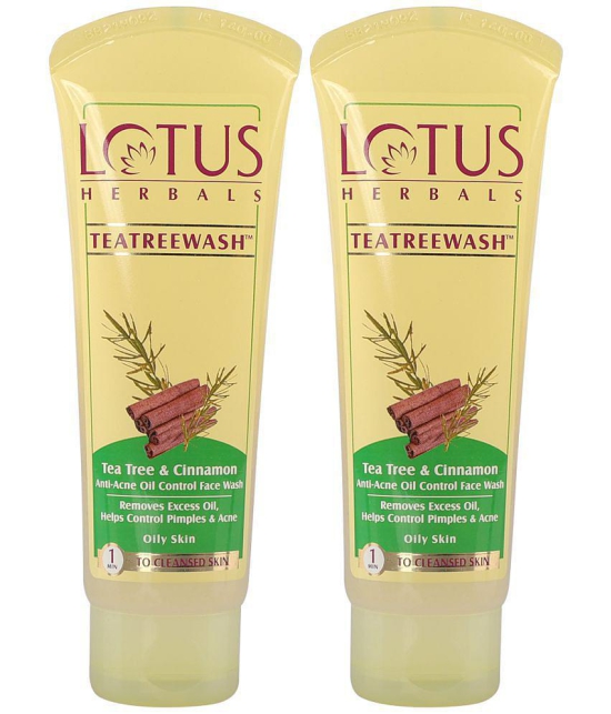 Lotus Herbals Teatreewash Tea Tree & Cinnamon Anti, Acne Oil Control Face Wash Pack of 2