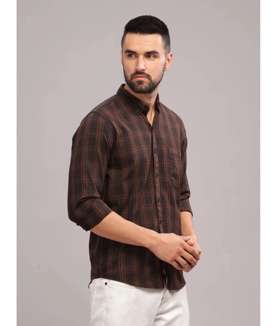 Paul Street 100% Cotton Slim Fit Checks Full Sleeves Mens Casual Shirt - Brown ( Pack of 1 ) - None