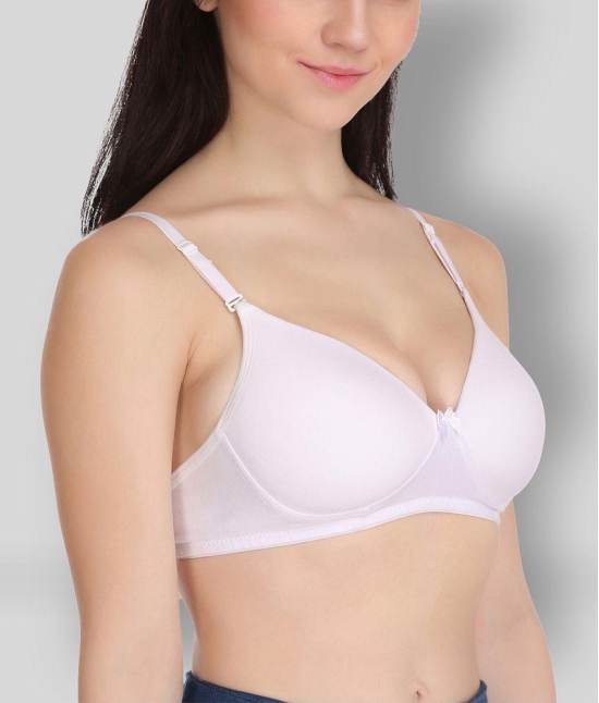 Softskin - White Cotton Blend Lightly Padded Women's T-Shirt Bra ( Pack of 2 ) - 36B