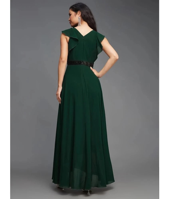 Miss Chase Polyester Solid Full Length Womens Wrap Dress - Green ( Pack of 1 ) - None