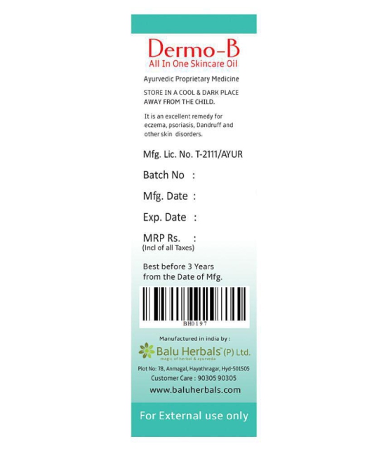 BALU HERBALS AYURVEDA Dermo B Oil Oil 120 ml Pack Of 1