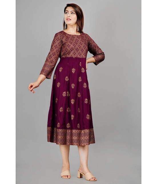 Smien - Purple Rayon Women''s Anarkali Kurti ( Pack of 1 ) - None