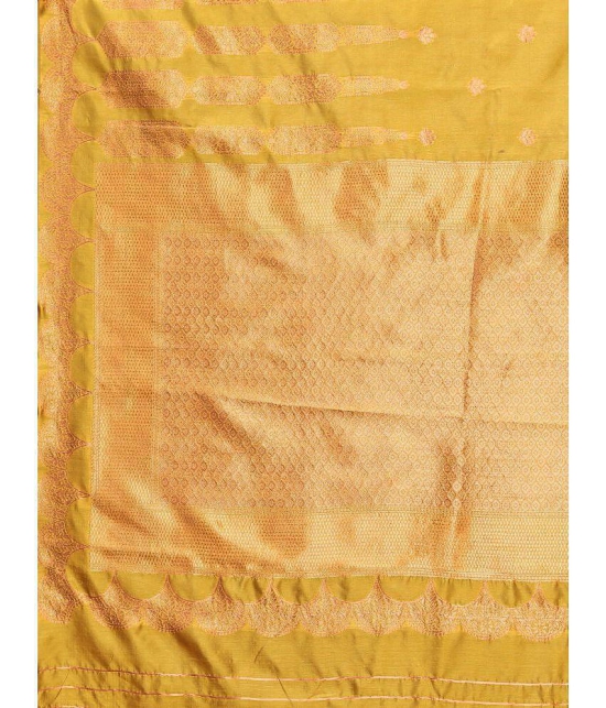 Om Shantam Sarees - Mustard Banarasi Silk Saree With Blouse Piece ( Pack of 1 ) - Mustard