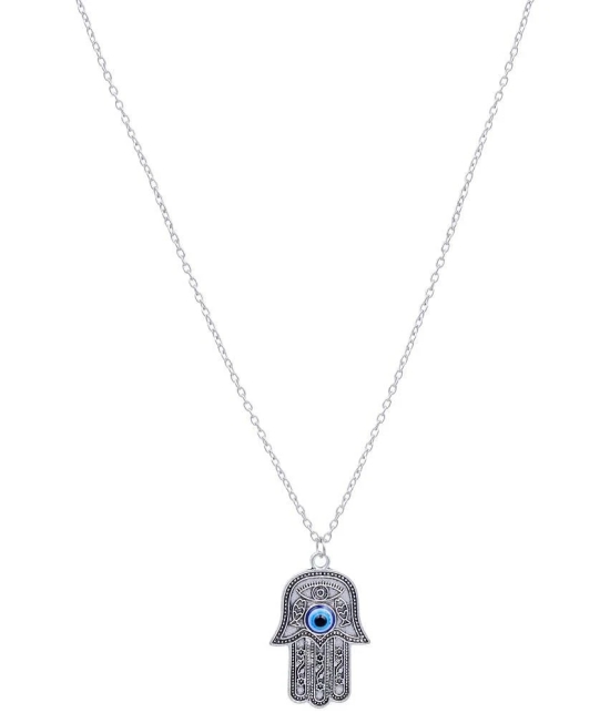 Fashion Frill Evil Eye Chain Pendant for Boys and Men Jewellery 22 Inches Silver Plated Stainless Steel Chain - None