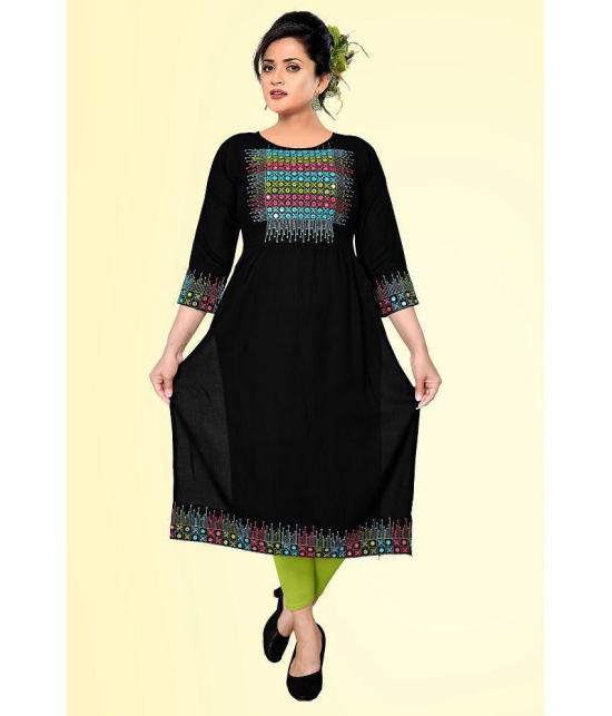 haya fashion - Black Rayon Women's Straight Kurti ( Pack of 1 ) - None