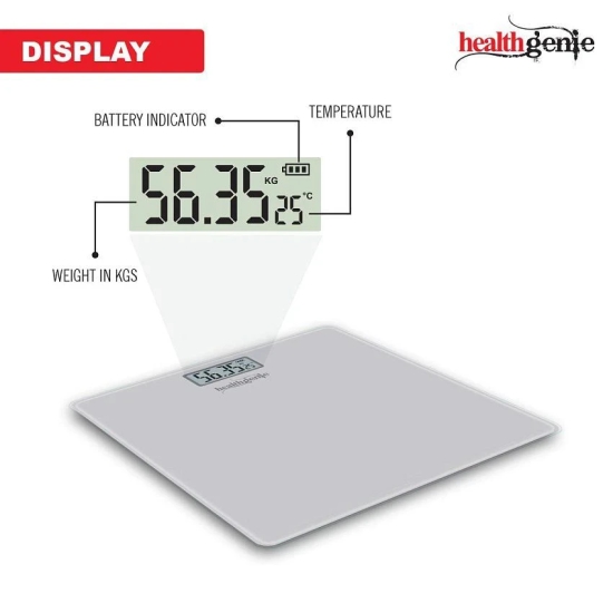 Healthgenie Electronic Digital Weighing Machine Bathroom Personal Weighing Scale - Silver