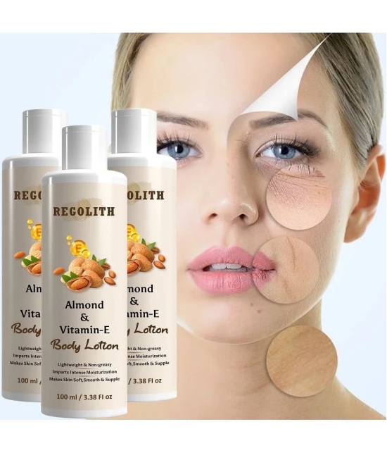 REGOLITH Almond & Vitamin E Body Lotion For Whitening & Brightening Skin, 100 ml (Pack of 3)