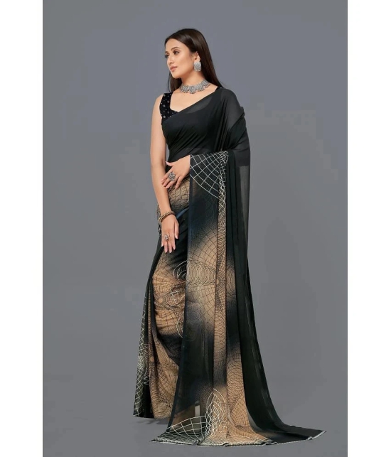 LEELAVATI - Black Georgette Saree With Blouse Piece ( Pack of 1 ) - Black