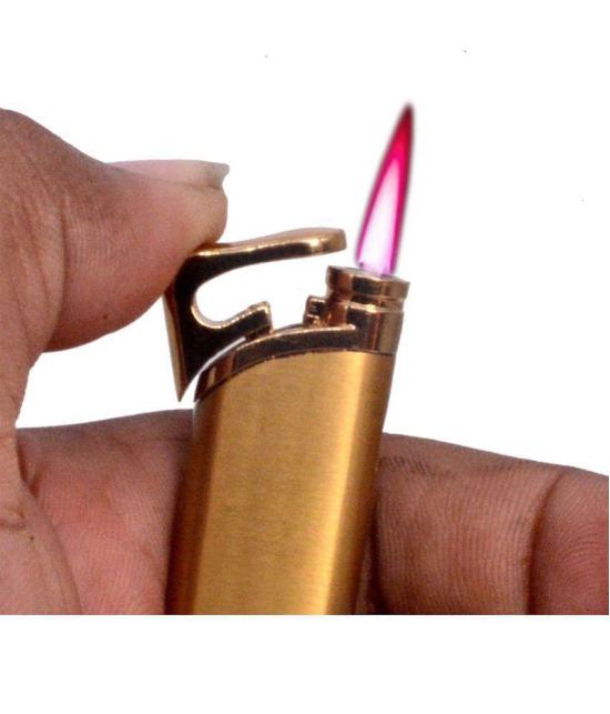 JMALL - Gold Aluminium Cigarette Lighter ( Pack of 1 ) - Gold