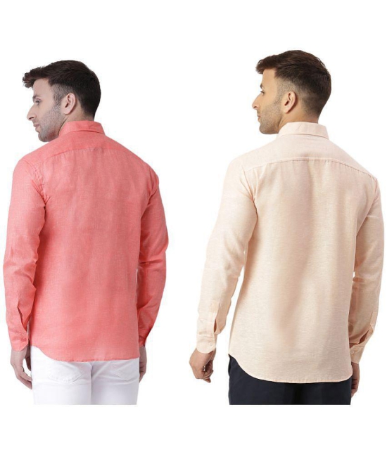 KLOSET By RIAG 100% Cotton Regular Fit Self Design Full Sleeves Men's Casual Shirt - Peach ( Pack of 2 ) - None