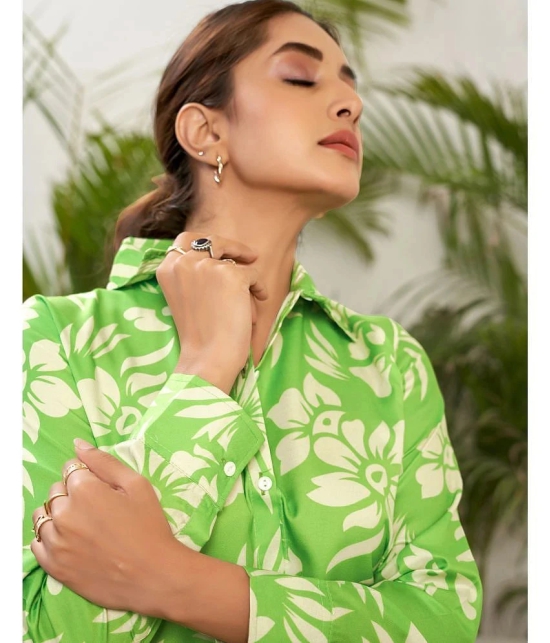 Selvia Lime Green Printed Pant Top Set - None