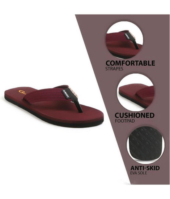 G Best Maroon Mens Thong Flip Flop - None