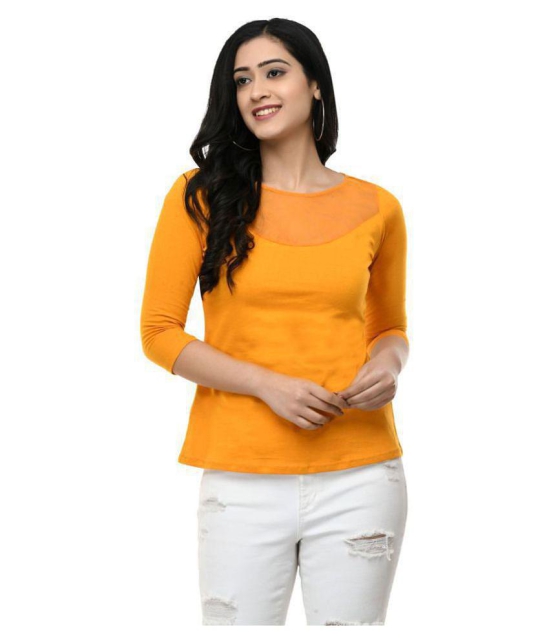 SAAKAA Poly Viscose Regular Tops - Yellow Single - L