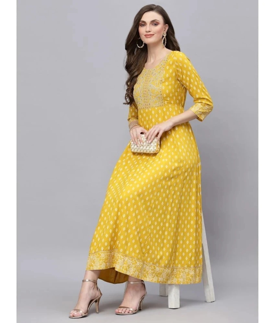 Stylum - Mustard Rayon Womens Flared Kurti ( Pack of 1 ) - None