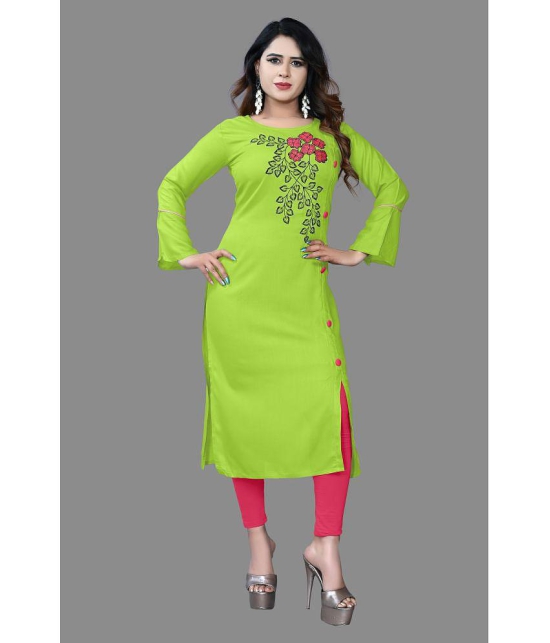 haya fashion - Lime Green Rayon Women's Straight Kurti ( Pack of 1 ) - None