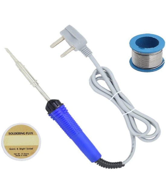 ALDECO: ( 3 in 1 ) 25 Watt Soldering Iron Kit With- Blue Iron, Wire, Flux