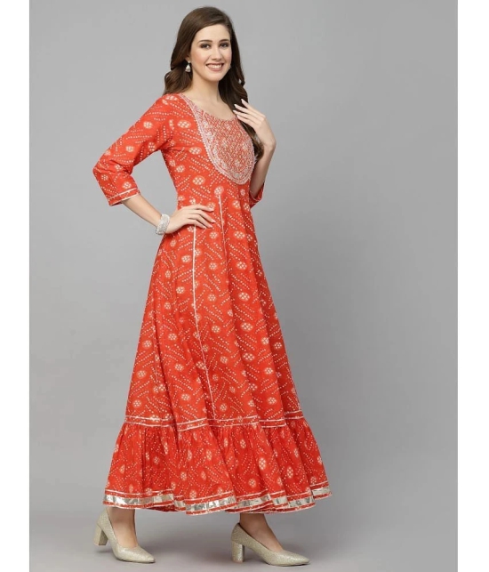 Stylum Cotton Printed Anarkali Womens Kurti - Orange ( Pack of 1 ) - None