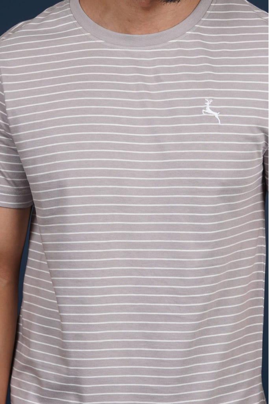 Men's Grey Striped Crew Neck T-Shirt