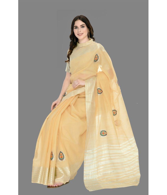 OFLINE SELCTION - Beige Silk Saree With Blouse Piece ( Pack of 1 ) - Beige