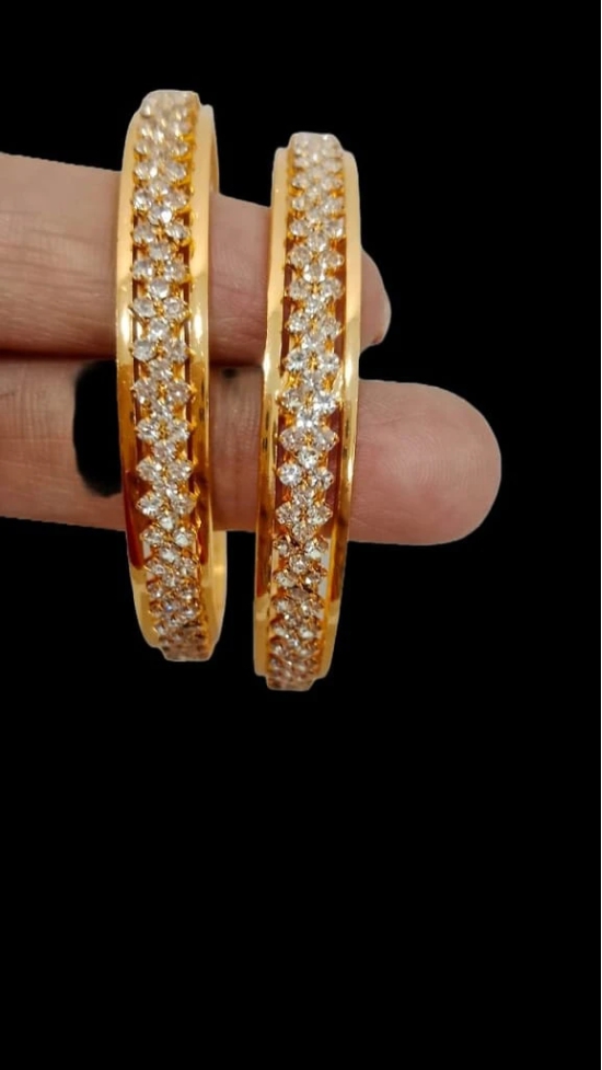 1 gm  Gold Plated Diamond Bangles Set of 2