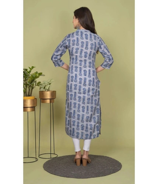 Estela Cotton Blend Printed Straight Womens Kurti - Grey ( Pack of 1 ) - None