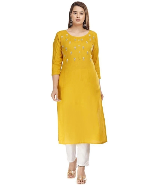 JC4U - Yellow Rayon Womens Straight Kurti ( Pack of 1 ) - None