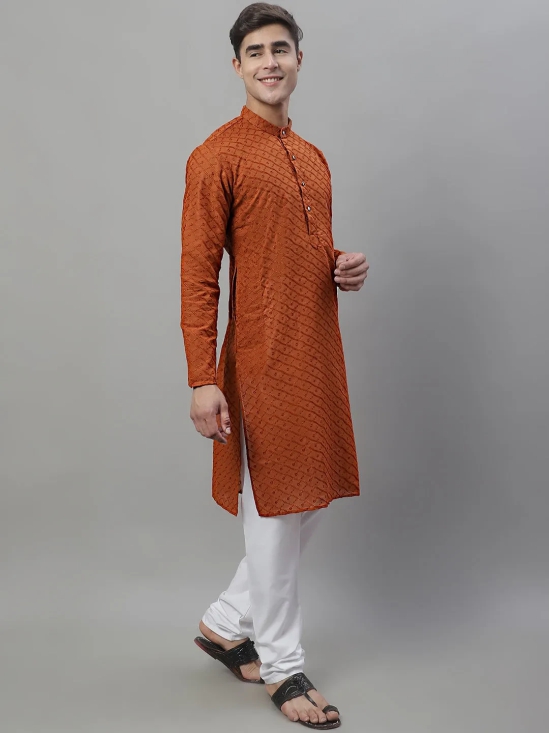 Jompers Men Brown Chikan Kurta with Churidar-XXL / Brown