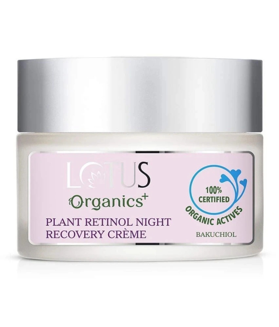 Lotus Organics+ Bakuchiol Plant Retinol Recovery Night Cream, Reduces Fine Lines & Wrinkles, 50g