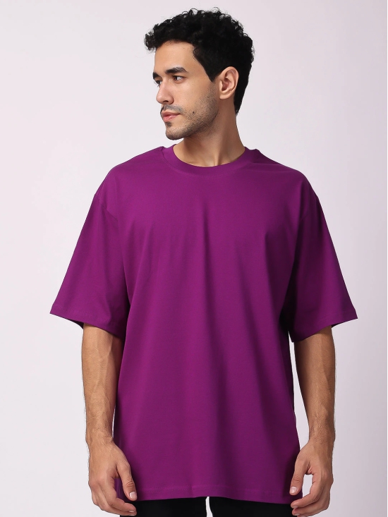 Purple Plain Oversized Drop Shoulder T-Shirt-M / Purple