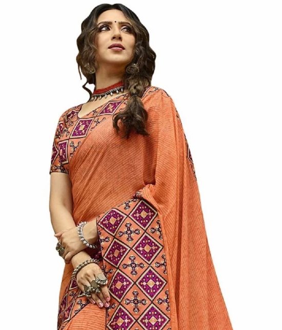 Gazal Fashions Orange Chiffon Saree -