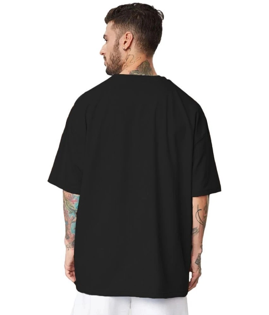 Leotude Cotton Blend Oversized Fit Printed Half Sleeves Mens T-Shirt - Black ( Pack of 1 ) - None