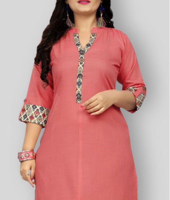 Rangrasiya - Pink Cotton Women's Front Slit Kurti ( Pack of 1 ) - XXL