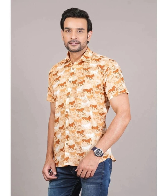 JC4U 100% Cotton Regular Fit Printed Half Sleeves Mens Casual Shirt - Orange ( Pack of 1 ) - None