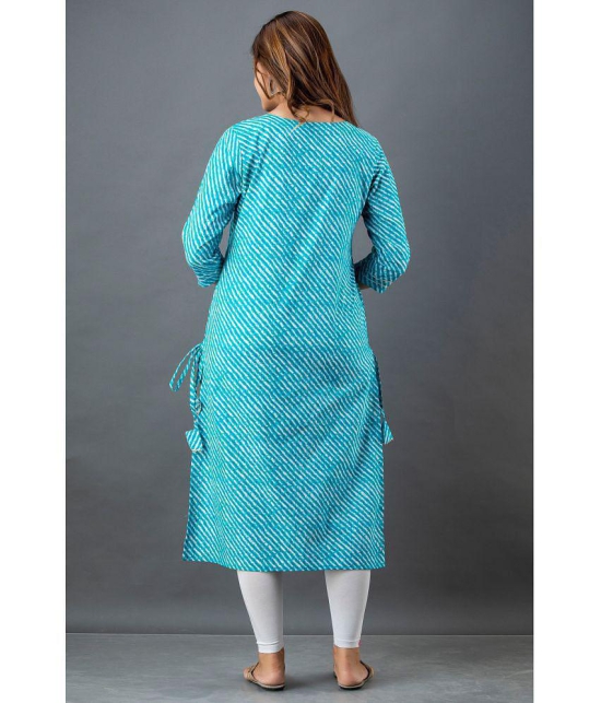 Lee Moda - Light Blue Cotton Womens Straight Kurti ( Pack of 1 ) - None