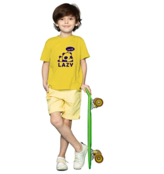 Boys Cotton Lazy Half Sleeve TShirt (Mustard) PID41496