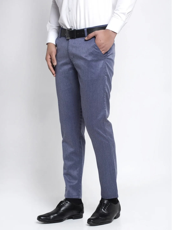 Indian Needle Men's Blue Cotton Solid Formal Trousers-32 / Navy-Blue