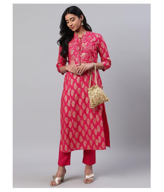 KSUT Pink Viscose Straight Kurti - S