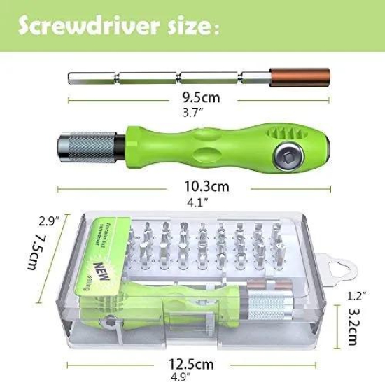 MILONI USA 32 in 1 Interchangeble Multipurpose Mini Screwdriver Set Magnetic Slot Wrench Bits Repair Tools Kit Set Screwdriver Set for Home Appliance,Laptop,Mobile,Computer (32 in 1 Tools Kit)