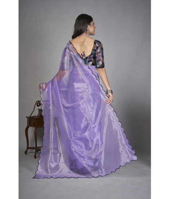 Apnisha Organza Solid Saree With Blouse Piece - Lavender ( Pack of 1 ) - Lavender