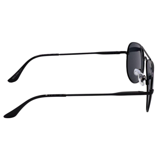 Stylish Pilot Full-Frame Metal Polarized Sunglasses for Men and Women | Black Lens and Black Frame | HRS-KC1013-BK-BK-P